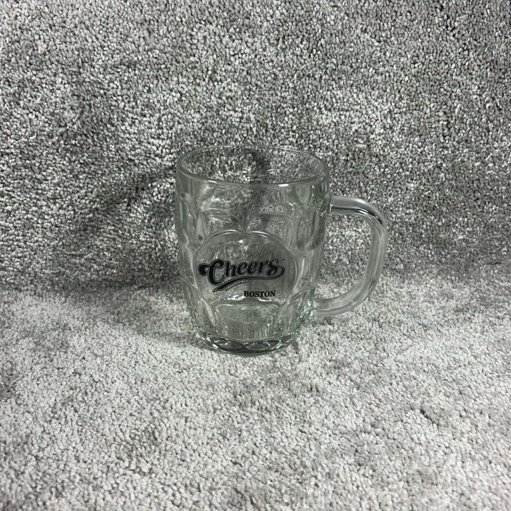 Cheers Beer Mug Clear Dimpled Glass Boston TV Show Stein‎